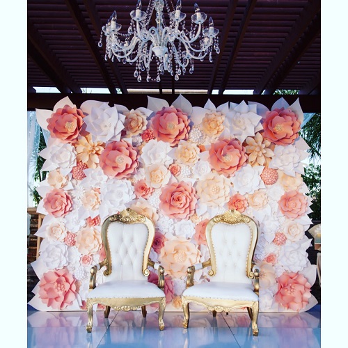 bridal shower floral wall-pink, peach & white-#28 - Mahi Rehan